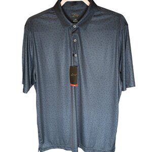 Greg Norman ML75 Play Dry Men’s Polo Golf Shirt - Dark Blue Shark Pattern - L